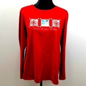Holiday Women's Long Sleeve Tee Shirt with Christmas"Sweet Winter Wishes" on it!